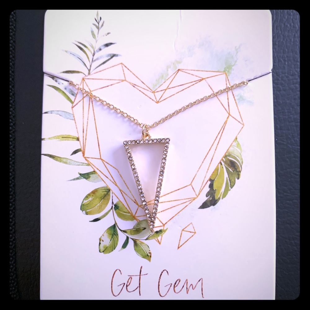 Necklace with rhinestone triangle charm